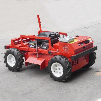 China Weeding 7.5 HP automatic mini gasoline remote control slope lawn mower with Rotary Tillage for sale