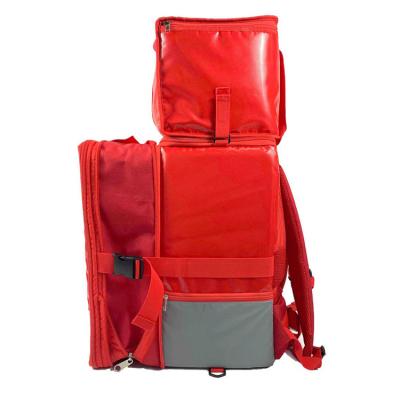 China Waterproof Custom Red Logo Aluminum Film Lining Thermal Delivery Backpack Bag for sale