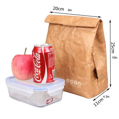 China Folding Waterproof Tyvek Paper Lunch Bag Cooler Picnic Insulated Thermal Bag Custom Logo With Velcroing for sale