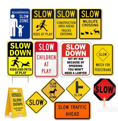 China High Shine Custom Slow Reflective Rust Free Aluminum Moving Vehicle Alert Sign Driver Moving Vehicle Alert Warning Road Signs Slow Street Safe Caution for sale