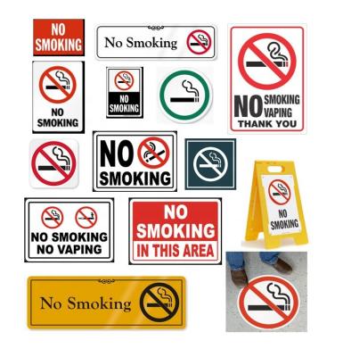 China High Reflective Shine Customized Anti-rust Reflective Aluminum Reflective Warning Signs Laminated Metal Grade No Smoking Sign Board for sale