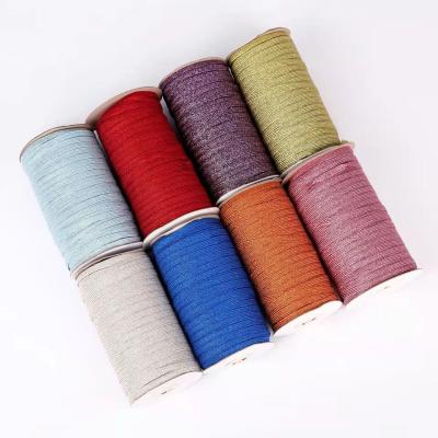 China Factory price 3mm 6mm silver metallic elastic band elastic gold flat seam elastic band for sale