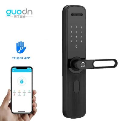 China Tuya Simplicity Home APP Security Fingerprint Door Lock Security Lock Cylinder ttlock Modern Smart Biometric Digital Fingerprint Handle Smart Lock for sale