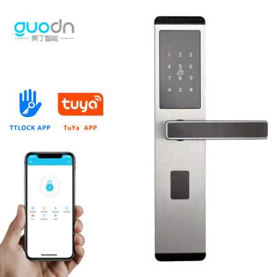 China High Security Apartment Lock IC Password Handle Lock Card Locker App Smart Waterproof Home Ttlock Wifi Smart Door Lock for sale