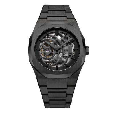 China Water Resistant Ultra Thin Customized Minimal Automatic Men No Logo Skeleton Watch for sale