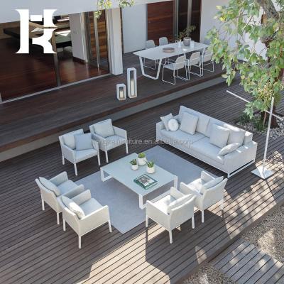 China New Arrival Modern All Weather Outdoor Furniture Aluminum Garden Sets Outdoor Villa Courtyard Lounge Sofa Hotel Fabric Sofa for sale