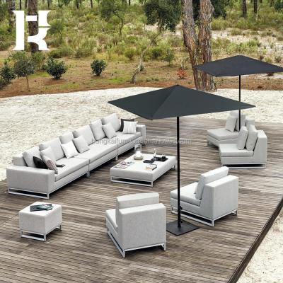 China Aluminum outdoor patio L shape section sofa fabric modern newcomer outdoor furniture garden set courtyard lounge sofa for sale