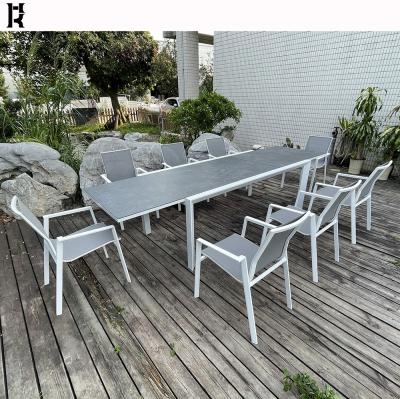 China Modern High End Modern Aluminum Expansion Table Folding Garden Armchairs Patio Set Outdoor Furniture for sale