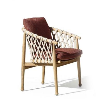 China Modern Wholesale Outdoor Garden Furniture Wooden Rope Patio Garden Chairs for sale