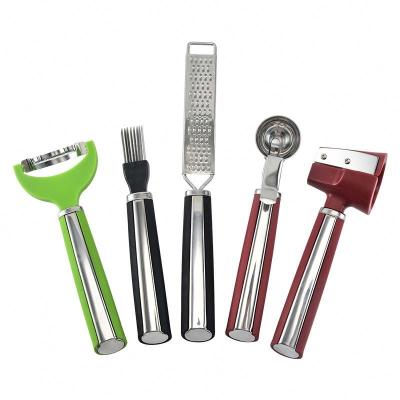 China Sustainable Stainless Steel  Cooking Kitchen Accessories Tools set 5 Pcs Kitchen gadgets set with cheese Grater Ice cream scoop for sale