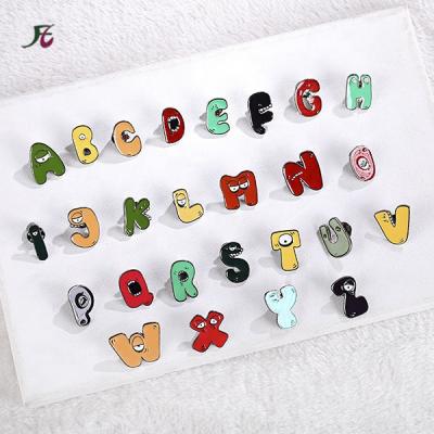 China Cartoon English Initial Letter Brooch 26 Cute Funny Clothes DIY And 12 Zodiac Signs Animal Brooches Safe Pin For Kids for sale