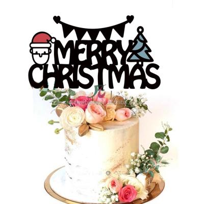 China Cake Decorating Acrylic 3D Color Cake Topper Art Merry Christmas Cake Accessories for Christmas Tree/Table Decoration for sale