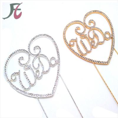 China Wholesale Heart Cake Toppers New Style Wedding Rhinestone Hearts Shape 