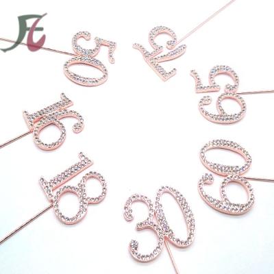 China Anniversary/Wedding High Quality Decorating Rhinestone Number Cake Toppers, Fine Cake Decoration, Wedding Anniversary Cake Topper for sale