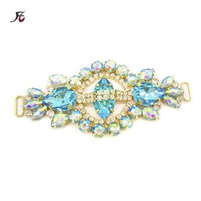 China Custom color ab color resin rhinestone bikini connectors blue crystal swimwear accessories nickel free swimwear chain wholesale for sale