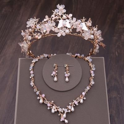 China TRENDY Hot Sale Bridal Jewelry Set With Earrings Necklace Butterfly Crown Wedding Jewelry for sale