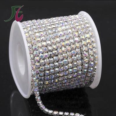 China Pointback Crystal Rhinestone Chain Trimming For Wedding Dress Fancy Rhinestone Cup Chain for sale