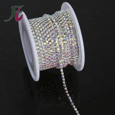 China Pointback ab Crystal Diamond Rhinestone Roll Cup Chain, Rhinestone Rhinestone Chain Trimmings For Dress for sale