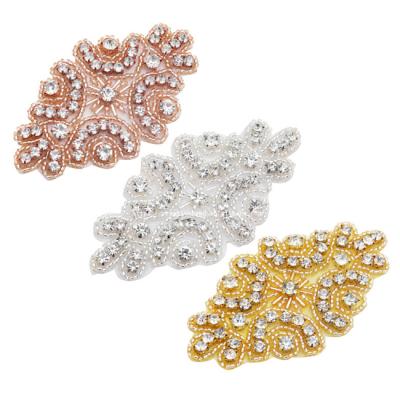 China 2022 Hot Sale Handmade Fix Rhinestone Applique For Wedding Dress Apparel Decorative Patches for sale