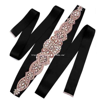 China Evening/Wedding Dress & Bag & hair accessories Silver, Gold, Rose Gold, Black Plating White Bridal Sash Applique, Bridesmaid Sash Crystal Stone Applique for sale