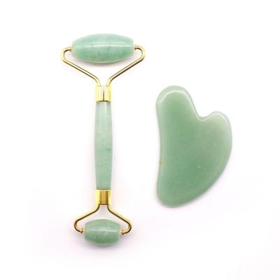 China High quality portable natural green jade roller guasha facial massage set for sale