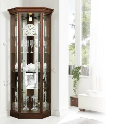 China Crafts Fully Assembled HOME 1 Door Corner Cabinet Glass Valance in Oak, Dark Oak or Mahogany Effect for sale