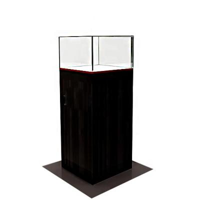 China Morden black glass cabinet with LED strip lights, modern glass display cabinet for sale