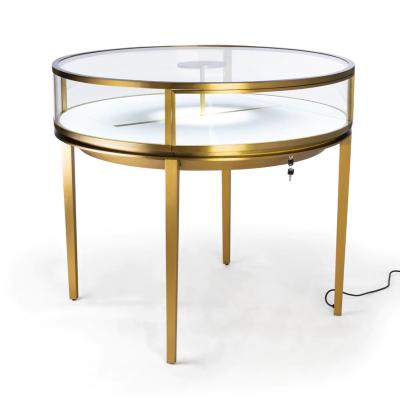 China Excellent Workmanship Round Stainless Steel - Brass Jewelry Display Cabinet for sale