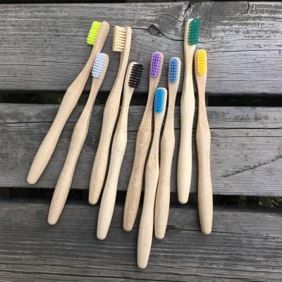 China Lightweight Comfortable Handle Natural Bamboo Biodegradable Adult Toothbrush With Soft Charcoal Bristles for sale