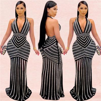 China Dress 2021 SexyParty Sparkle Dress Breathable WomenBlack Maxi Dress for sale