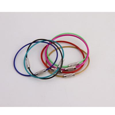 China Trendy And Simple Fashion Nice 15cm Colored Stainless Steel Cable Keychain for sale