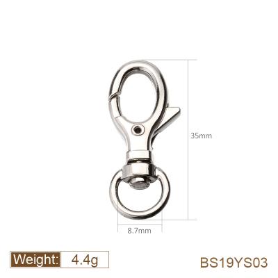 China Wholesale 35mm Zinc Alloy Metal Nickel Plated FREE Swivel Snap Hook For 7mm DIY Keychain Strapping Accessories Bs19ys03 2000pcs for sale