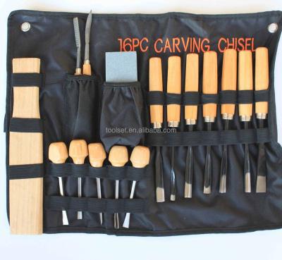 China 16pcs Handle Wood Carving Knife Wood Handle Chisel,Wood Carving Chisel Set for sale