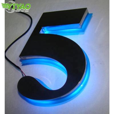 China Real Estate/Store/Building/Office YIYAO Customized Stainless Steel Decorative Aluminum Metal Sign Luminous Name Tag Large Numbers for sale