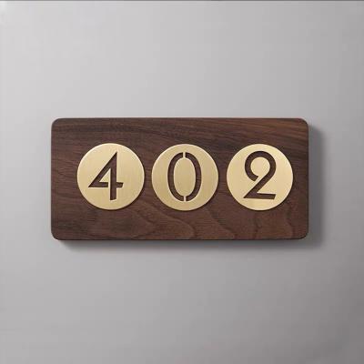 China YIYAO Modern Wall-mount Round Polished Wooden Name Plate Door Number Sign For Door for sale