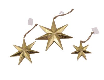 China Wooden Wooden Star Hanging Ornament Indoor Craft Wooden Christmas Decoration for sale