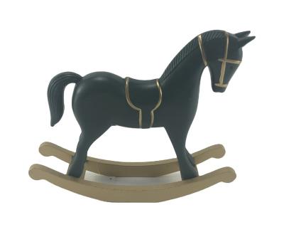 China Wooden Rocking Horse Ornament Wood Indoor Craft Wooden Christmas Decoration for sale