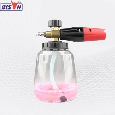 China PE+Brass Bison Car Cleaning Adjustable Quick Release Transparent Snow Foam for sale