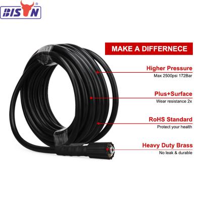 China Bison H01-10 25Ft 50Ft 100Ft 4000 Psi Steel Braided Flexible High Pressure Washer Jet Hose 1/4