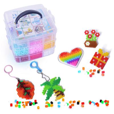 China Modern 3 Layers Storage Boxed 5mm Fuse Beads Diy 12 Colors Hama Beads Educational Toys Perler Bead 5mm For Kids for sale