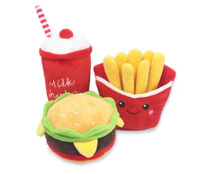 China Sustainable Chew Fleece Puppy Pet Burger French Fries Coffee Healthy Pet Toys Cachorro Animals Toy for sale