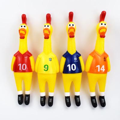 China PVC Screaming Toy Pet Chew Toy With Football Healthy Chicken Dog Squeaky Free Sample for sale