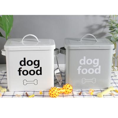 China Sustainable Pet Food Container Dog Treat and Food Storage Tin with Lid and Serving Scoop Included for sale