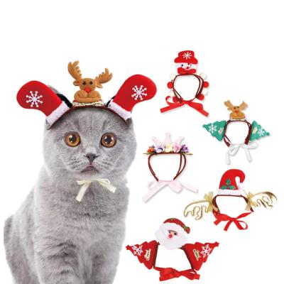 China Christmas Pet Santa Headwear Dog Headdress Cat Christmas Headband for sale