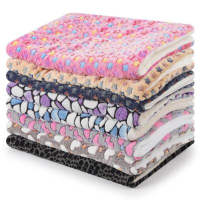 China Ultra Soft Sustainable Pet Bed With Cute Printing Fleece Crate Bed Mat Machine Washable Pet Bed Reversible Liner for sale