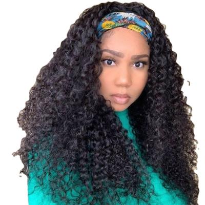 China Jerry Curl Wholesale Hair Wig 12A Factory Price Lace Up Non Frontal Wig Headband Wigs for sale