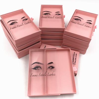 China Five Pairs Packaging 100% mink 5d natural pink lashbox lash boxes custom false cruelty free eyelashes for sale