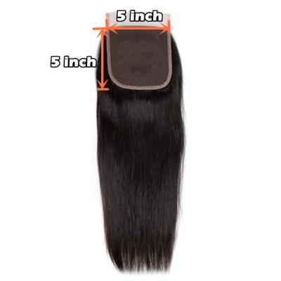 China Straight 100% Virgin Hair 5*5 HD Cuticle Aligned Thin Lace Closure Lace Closure Hair Closure for sale