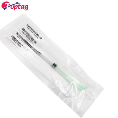 China Waterproof / Waterproof FDX-B RFID 134.2Khz Size 1.4*8mm Glass Tube Microchip With Syringe For Dog Animal ID for sale