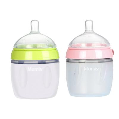 China BPA Free Silicone Baby Bottle OEM Wholesale Baby Bottle Custom Logo Newborn Bebe Baby Feeding Bottle for sale